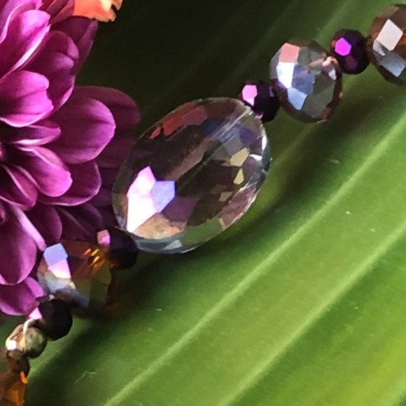 35  3/4" Magical Fairy Purple Faceted Crystal Glass Necklace $40 - Picture 14 of 17